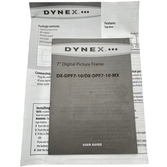 Dynex Digital Picture Photo Frame DX-DPF7-10 Frame Remote Adapter Manuals Tested - Picture 9 of 10